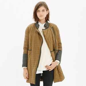 Madewell Olive Green Quilted Down Coat. Small.